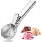 Premium Ice Cream Scoop with Trigger Ice Cream Scooper Stainless Steel, Heavy Duty Metal Icecream Scoop Spoon Dishwasher Safe, Perfect for Frozen Yogurt, Gelatos, Sundaes, Silver Large