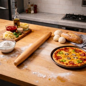 KinShare17-inch Wood Rolling Pin, Non-Stick Rolling Pin for Baking, Natural Beech Solid Wood Dough Roller for Pizza, Fondant, Pie, Cookie, Pastry, Essential Kitchen Tool