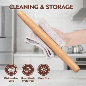 KinShare17-inch Wood Rolling Pin, Non-Stick Rolling Pin for Baking, Natural Beech Solid Wood Dough Roller for Pizza, Fondant, Pie, Cookie, Pastry, Essential Kitchen Tool