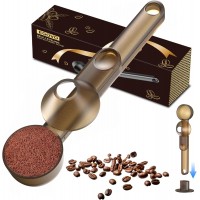 Coffee Scoop with Funnel for Reusable K Cup Refillable Coffee Pods, 2 TBSP Mess-Free Measuring Spoon with Sliding Leveler, Ideal for Ground Coffee, Protein Powder & Tea (Transparent Brown, 1-Pack)