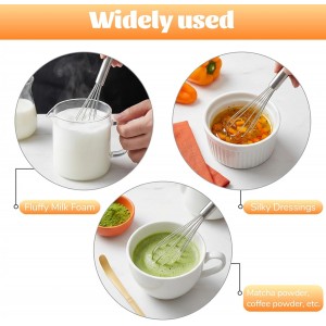 Mini Whisk Compact Hand Small Whisk for Egg Sauce Coffee Espresso Stainless Steel Mini Whisks for Cooking Kitchen Gadget Essential