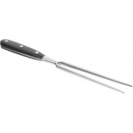 Stainless Steel Meat Carving Fork Long Handle Black Cooking Fork for Bbq Grilling and Camping Kitchen Utensil