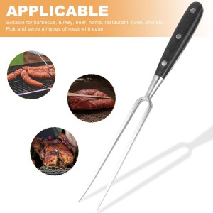 Stainless Steel Meat Carving Fork Black Kitchen Utensil with Two Prongs for Bbq Grilling Camping and Serving