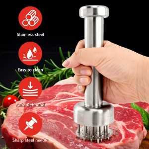 Meat Tenderizer Tool, 304 Stainless Steel Meat Mallet with 21 Ultra-Sharp Tenderizer Needles for Tenderizing Beef, Turkey, Chicken, Steak, Dishwasher Safe