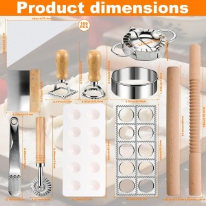 11 Pieces Ravioli Mold Set, Easy-to-Use Ravioli Maker Press with Ravioli Cutter Wheel, Pasta Cutter & Ravioli Making Kit, Wooden Pasta RollerPasta Making Tools for home，pasta lover