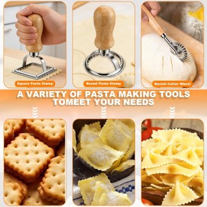 11 Pieces Ravioli Mold Set, Easy-to-Use Ravioli Maker Press with Ravioli Cutter Wheel, Pasta Cutter & Ravioli Making Kit, Wooden Pasta RollerPasta Making Tools for home，pasta lover