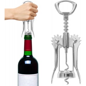 Toyvian Wing Corkscrew Wine Opener Stainless Steel Metal Bottle Opener Handheld Bar Tool for Home Party Use