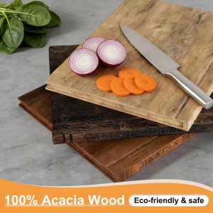 Book Cutting Board Set，100% Acacia Wood，Each Set Comprises Three Pieces, Including a Wooden Stand.Cheese, Bread and Grilled Meat Display