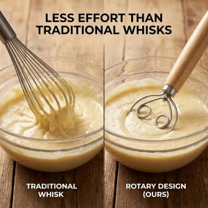Danish Dough Whisk for Sourdough Bread, Bread Dough Whisk with Stainless Steel Loop and Ergonomic Wooden Handle, Dutch Whisk Mixing Tool for No-Knead Bread, Pizza Dough and Artisan Baking