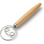 Danish Dough Whisk for Sourdough Bread, Bread Dough Whisk with Stainless Steel Loop and Ergonomic Wooden Handle, Dutch Whisk Mixing Tool for No-Knead Bread, Pizza Dough and Artisan Baking