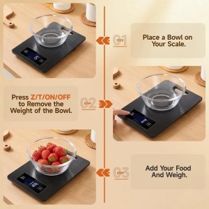 Digital Kitchen Scale & Food Weight Scale with Hang Loop, 11lb Baking Scale for Home and Kitchen. Precise Kitchen Scales Digital Weight Grams and Ounces, Digital Food Scale（Black）