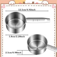 2 Pcs 1/4 Cup Scoop, 1/4 Cup Measuring Scoop, 60 ml Stainless Steel Half Cups Dog Food Measuring Scoops for Feeding Pet, Cat, Dogs, Rabbit, Bird, Wet and Dry Ingredients, Dishwasher Safe