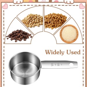 2 Pcs 1/4 Cup Scoop, 1/4 Cup Measuring Scoop, 60 ml Stainless Steel Half Cups Dog Food Measuring Scoops for Feeding Pet, Cat, Dogs, Rabbit, Bird, Wet and Dry Ingredients, Dishwasher Safe