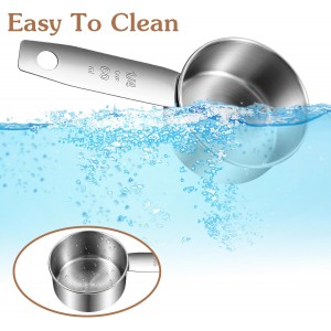 2 Pcs 1/4 Cup Scoop, 1/4 Cup Measuring Scoop, 60 ml Stainless Steel Half Cups Dog Food Measuring Scoops for Feeding Pet, Cat, Dogs, Rabbit, Bird, Wet and Dry Ingredients, Dishwasher Safe