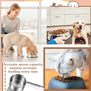 2 Pcs 1/4 Cup Scoop, 1/4 Cup Measuring Scoop, 60 ml Stainless Steel Half Cups Dog Food Measuring Scoops for Feeding Pet, Cat, Dogs, Rabbit, Bird, Wet and Dry Ingredients, Dishwasher Safe