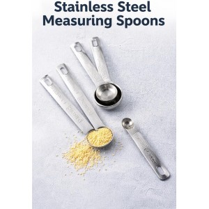 4-Piece Stainless Steel Kitchen Measuring Spoon Set by Viking | Professional Grade