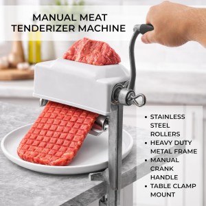 Manual Meat Tenderizer Heavy Duty – Commercial Rolling Cuber Tool Steak Flatten Tool Meat Tenderizer Grinder Clamp-on Kitchen Tool