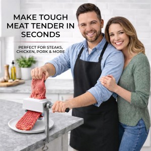 Manual Meat Tenderizer Heavy Duty – Commercial Rolling Cuber Tool Steak Flatten Tool Meat Tenderizer Grinder Clamp-on Kitchen Tool