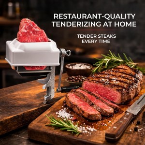 Manual Meat Tenderizer Heavy Duty – Commercial Rolling Cuber Tool Steak Flatten Tool Meat Tenderizer Grinder Clamp-on Kitchen Tool