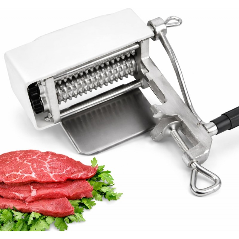 Manual Meat Tenderizer Heavy Duty – Commercial Rolling Cuber Tool Steak Flatten Tool Meat Tenderizer Grinder Clamp-on Kitchen Tool