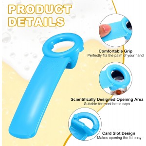 uxcell 2 Pcs Jar Key Lid Opener, Plastic Jar Lid Opener Easy Grip Multifunctional Durable Can Open Tool for Elderly Seniors Women Weak Hands Easy-use by Anyone, Orange/Sky Blue