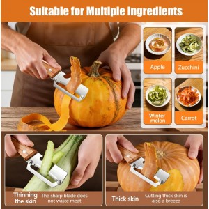 zxbaers 2PCS Multi-Functional Vegetable Peeler for Kitchen, Stainless Steel Vegetable Peelers with Wooden Handle and Bottle Opener, Peelers for Kitchen, for Fruit Pumpkin Papaya Potato Carrot Apple