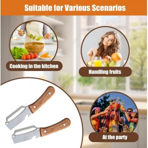 zxbaers 2PCS Multi-Functional Vegetable Peeler for Kitchen, Stainless Steel Vegetable Peelers with Wooden Handle and Bottle Opener, Peelers for Kitchen, for Fruit Pumpkin Papaya Potato Carrot Apple