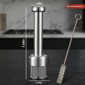 Stainless Steel Meat Tenderizer Tool with 21 Sharp Needles – Blade Tenderizer for Chicken, Beef, Steak – Heavy Duty Meat Pounder Hammer, Easy Grip Kitchen Gadget for Cooking & Chef Tools