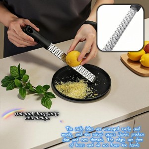 Stainless Steel Lemon Zester Grater with Handle, 12 Inch, Food Grade Kitchen Tool for Cheese, Garlic, Ginger, Chocolate, Citrus