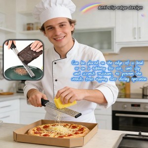 Stainless Steel Lemon Zester Grater with Handle, 12 Inch, Food Grade Kitchen Tool for Cheese, Garlic, Ginger, Chocolate, Citrus