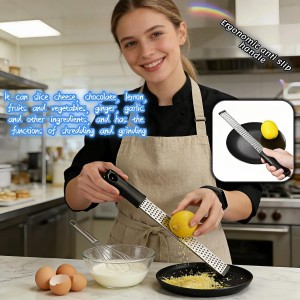 Stainless Steel Lemon Zester Grater with Handle, 12 Inch, Food Grade Kitchen Tool for Cheese, Garlic, Ginger, Chocolate, Citrus