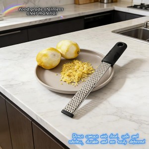 Stainless Steel Lemon Zester Grater with Handle, 12 Inch, Food Grade Kitchen Tool for Cheese, Garlic, Ginger, Chocolate, Citrus