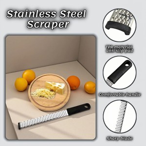 Stainless Steel Lemon Zester Grater with Handle, 12 Inch, Food Grade Kitchen Tool for Cheese, Garlic, Ginger, Chocolate, Citrus