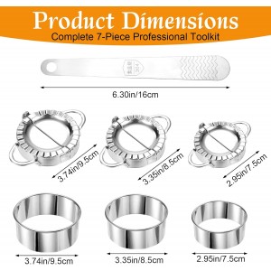 7pcs Stainless Steel Dumpling Maker Set, Include 3 Size Dumpling Press Maker Mold 3 Size Dough Cutter 1 Stuffing Scoop for Jiaozi Empanada Ravioli Pierogi & Hand Pie