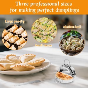 7pcs Stainless Steel Dumpling Maker Set, Include 3 Size Dumpling Press Maker Mold 3 Size Dough Cutter 1 Stuffing Scoop for Jiaozi Empanada Ravioli Pierogi & Hand Pie