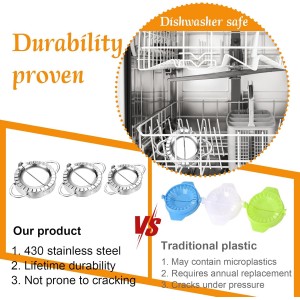 7pcs Stainless Steel Dumpling Maker Set, Include 3 Size Dumpling Press Maker Mold 3 Size Dough Cutter 1 Stuffing Scoop for Jiaozi Empanada Ravioli Pierogi & Hand Pie