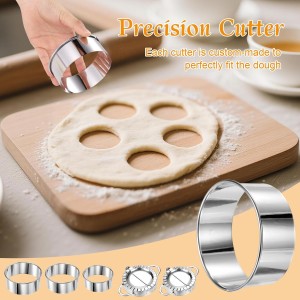 7pcs Stainless Steel Dumpling Maker Set, Include 3 Size Dumpling Press Maker Mold 3 Size Dough Cutter 1 Stuffing Scoop for Jiaozi Empanada Ravioli Pierogi & Hand Pie