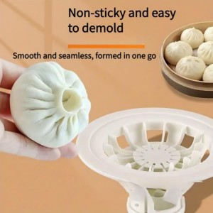 Flower Shaped Bun & Dumpling Machine, Bao Bun Maker, Big Dumpling Bao Bun Mold, Easy to Use and Clean, Quick Made Pastry Pie Steam Bun Mold for Home Kitchen Beginner (Black,1PC)