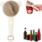 4 in 1 Multi-Purpose Jar Opener,Magnetic Stainless Steel Can Opener with Ergonomic Handle,Multi Size Lid Tool for Jars Cans Wine Bottles, Home Kitchen Helper(Beige)
