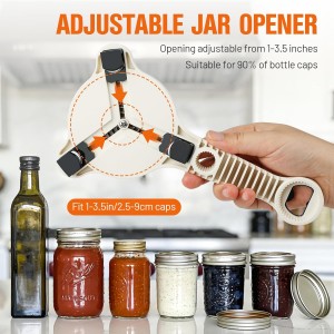 Multifunctional Retractable Bottle Opener, Jar Opener Bottle Opener for Seniors with Arthritis, 4 in 1 Magnetic Stainless Steel Can Opener for Opening Jars Beer Lid Kitchen Gadgets Tool