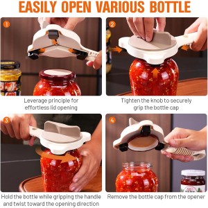 Multifunctional Retractable Bottle Opener, Jar Opener Bottle Opener for Seniors with Arthritis, 4 in 1 Magnetic Stainless Steel Can Opener for Opening Jars Beer Lid Kitchen Gadgets Tool
