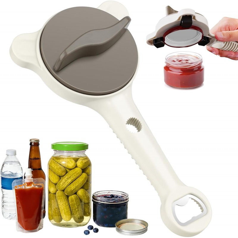 Multifunctional Retractable Bottle Opener, Jar Opener Bottle Opener for Seniors with Arthritis, 4 in 1 Magnetic Stainless Steel Can Opener for Opening Jars Beer Lid Kitchen Gadgets Tool