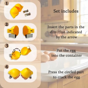 Egg Shell Opener ｜Eggs Peeler Shell Remover ｜Multifunctional Egg Separator for Raw and Hard-Boiled Eggs ｜ Portable Stainless Steel Egg Cracker Kitchen Tool (Yellow)