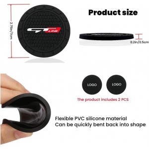 2 Pcs Black car Cup Holder Coaster Compatible with GT LINE 2.75 Inch Silicone Anti-Slip Fashion car Interior Accessories