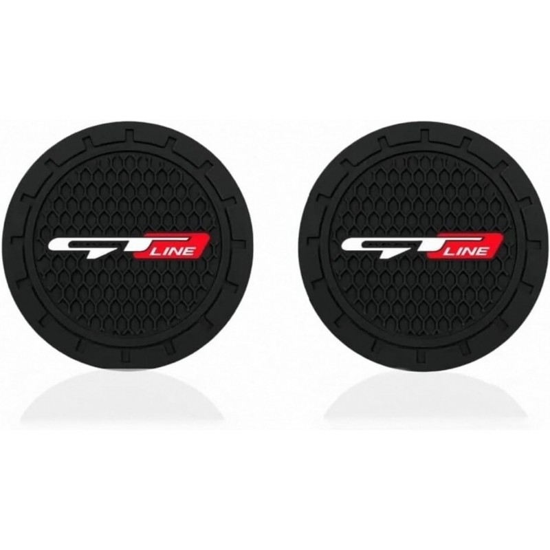 2 Pcs Black car Cup Holder Coaster Compatible with GT LINE 2.75 Inch Silicone Anti-Slip Fashion car Interior Accessories