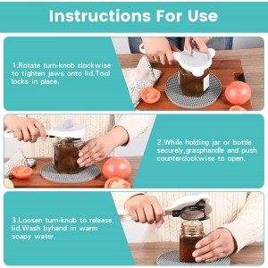 Jar Opener for Weak Hands, Seniors & Arthritis – Adjustable 4-in-1 Bottle & Can Opener with Non-Slip Pad – for Large Pickle Jars, Soda, Wine – Left-Handed & Kid-Friendly, Dishwasher Safe