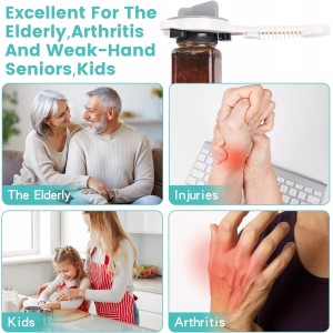 Jar Opener for Weak Hands, Seniors & Arthritis – Adjustable 4-in-1 Bottle & Can Opener with Non-Slip Pad – for Large Pickle Jars, Soda, Wine – Left-Handed & Kid-Friendly, Dishwasher Safe