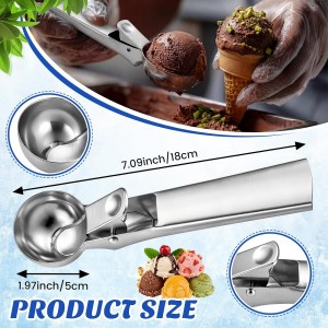 Hushee 12 Pcs Ice Cream Scoop Bulk Stainless Steel Ice Cream Scooper with Trigger Heavy Duty Trigger Release Icecream Cookie Dough Scoop Spoons Dishwasher Safe for Frozen Yogurt Muffin DIY(1.97 Inch)