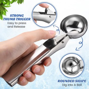 Hushee 12 Pcs Ice Cream Scoop Bulk Stainless Steel Ice Cream Scooper with Trigger Heavy Duty Trigger Release Icecream Cookie Dough Scoop Spoons Dishwasher Safe for Frozen Yogurt Muffin DIY(1.97 Inch)