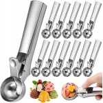 Hushee 12 Pcs Ice Cream Scoop Bulk Stainless Steel Ice Cream Scooper with Trigger Heavy Duty Trigger Release Icecream Cookie Dough Scoop Spoons Dishwasher Safe for Frozen Yogurt Muffin DIY(1.97 Inch)
